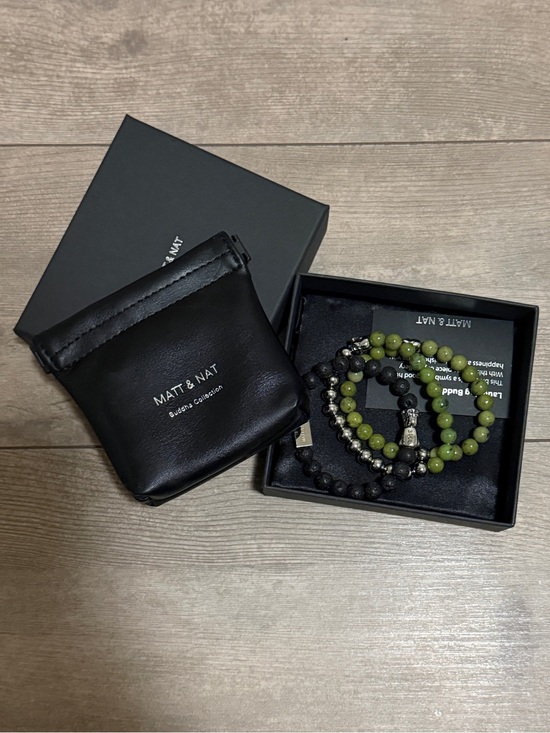 Matt & Nat Jewelry - Matt & Nat Olive Green and Black Beaded Bracelet Set